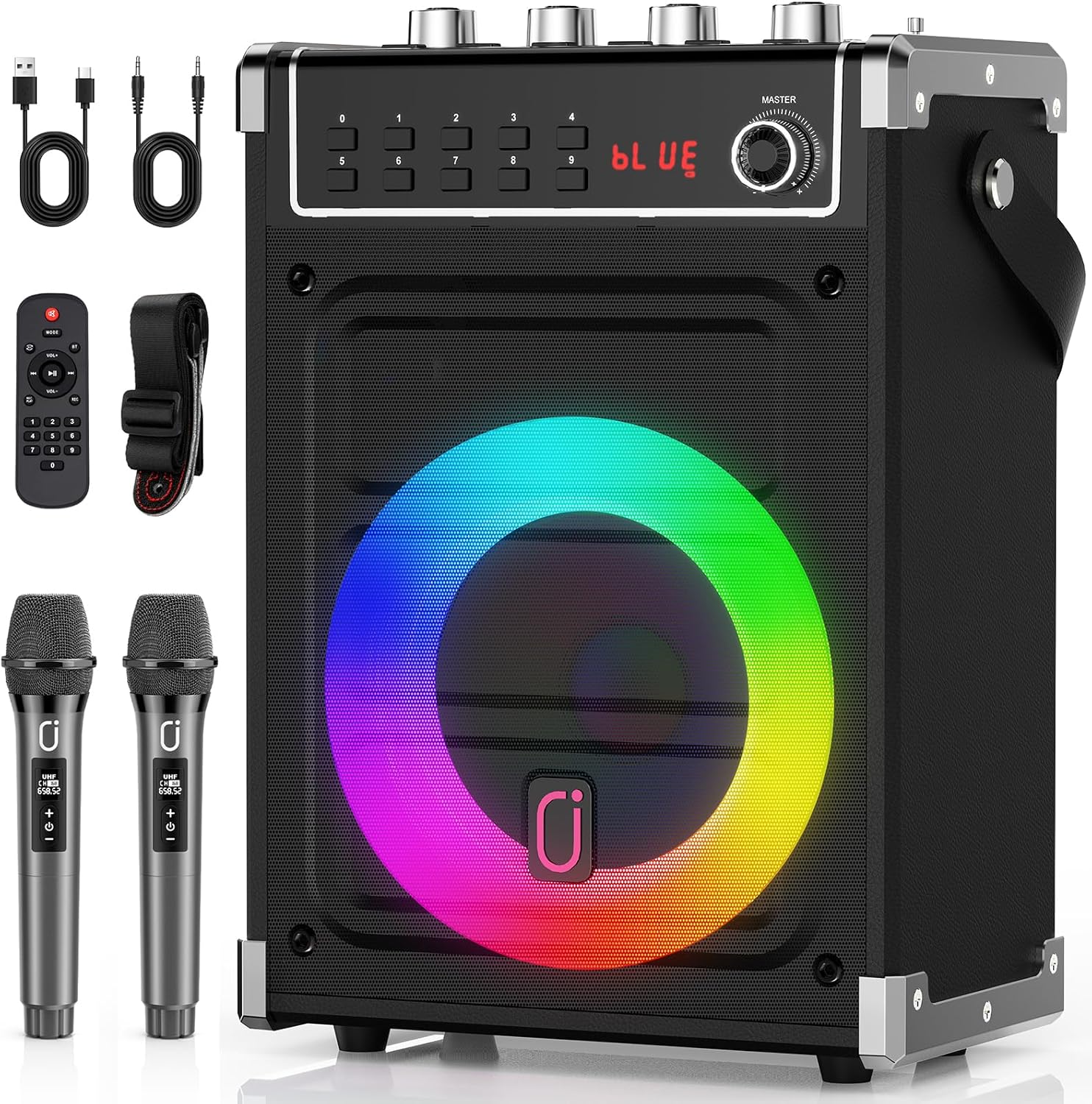 JYX Karaoke Machine with 2 Wireless Microphones for Parties