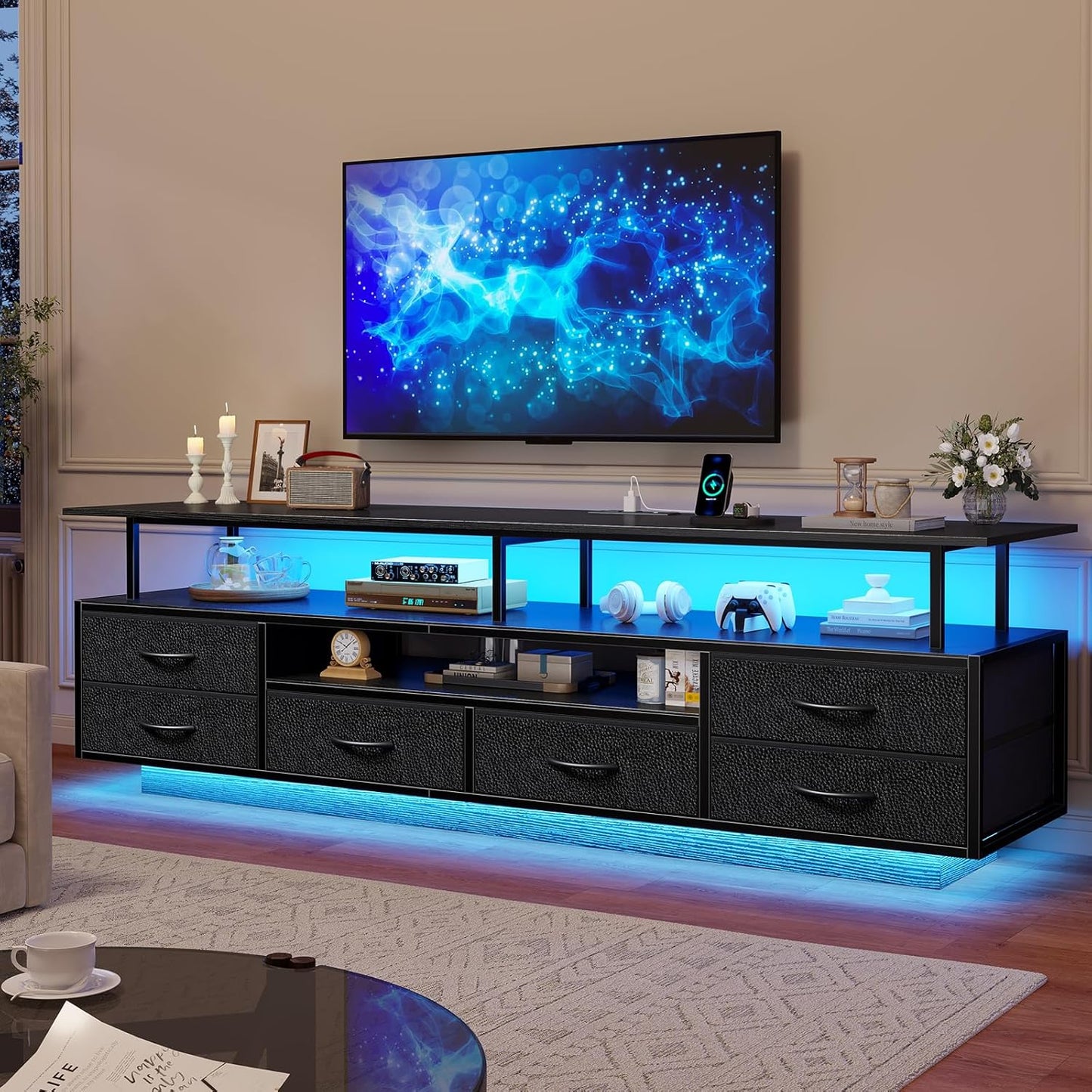 65-70 LED TV Stand w/ Power Outlets & Storage - BTHFST