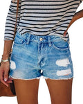 HOCAIES Women's Juniors Jean Shorts with Frayed Raw Hem Style