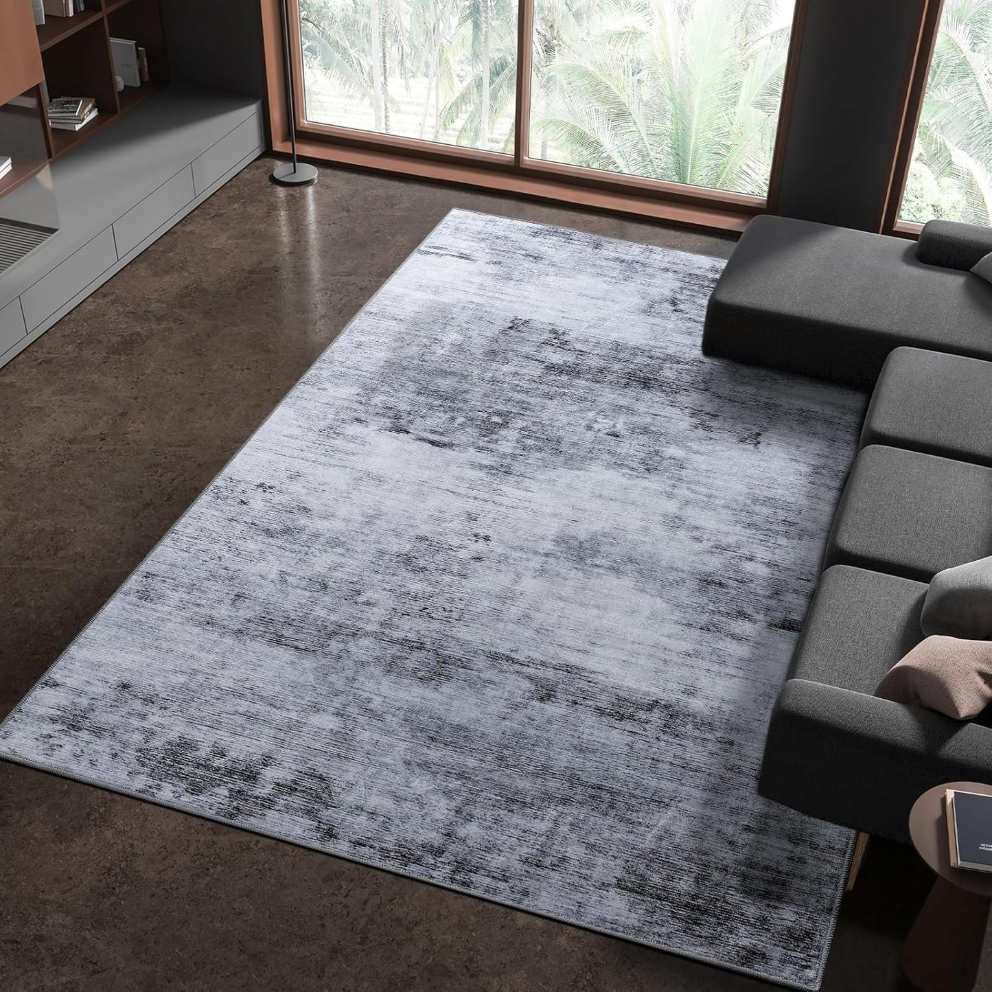 Toneed Abstract Area Rug Soft Non Slip Washable Low Pile 4x6 Feet
