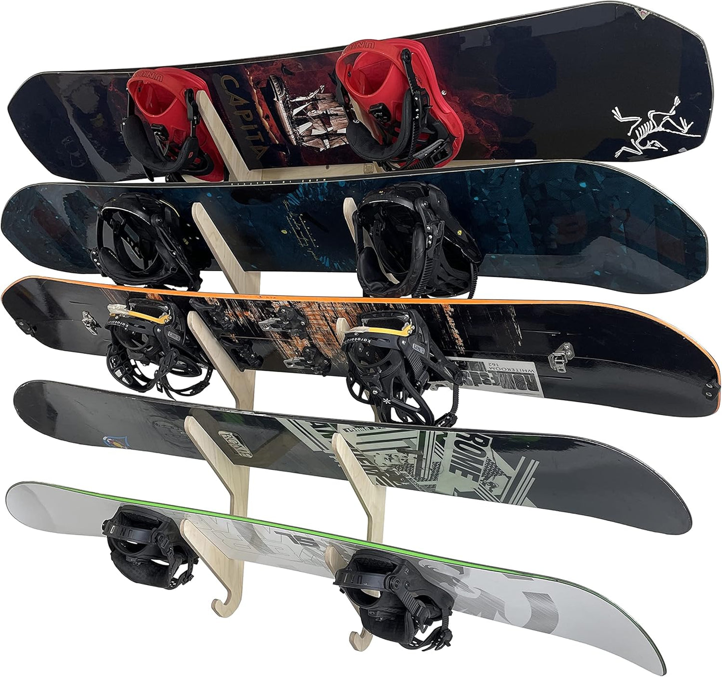Lifty Snowboard Wall Rack: Holds 5 Boards