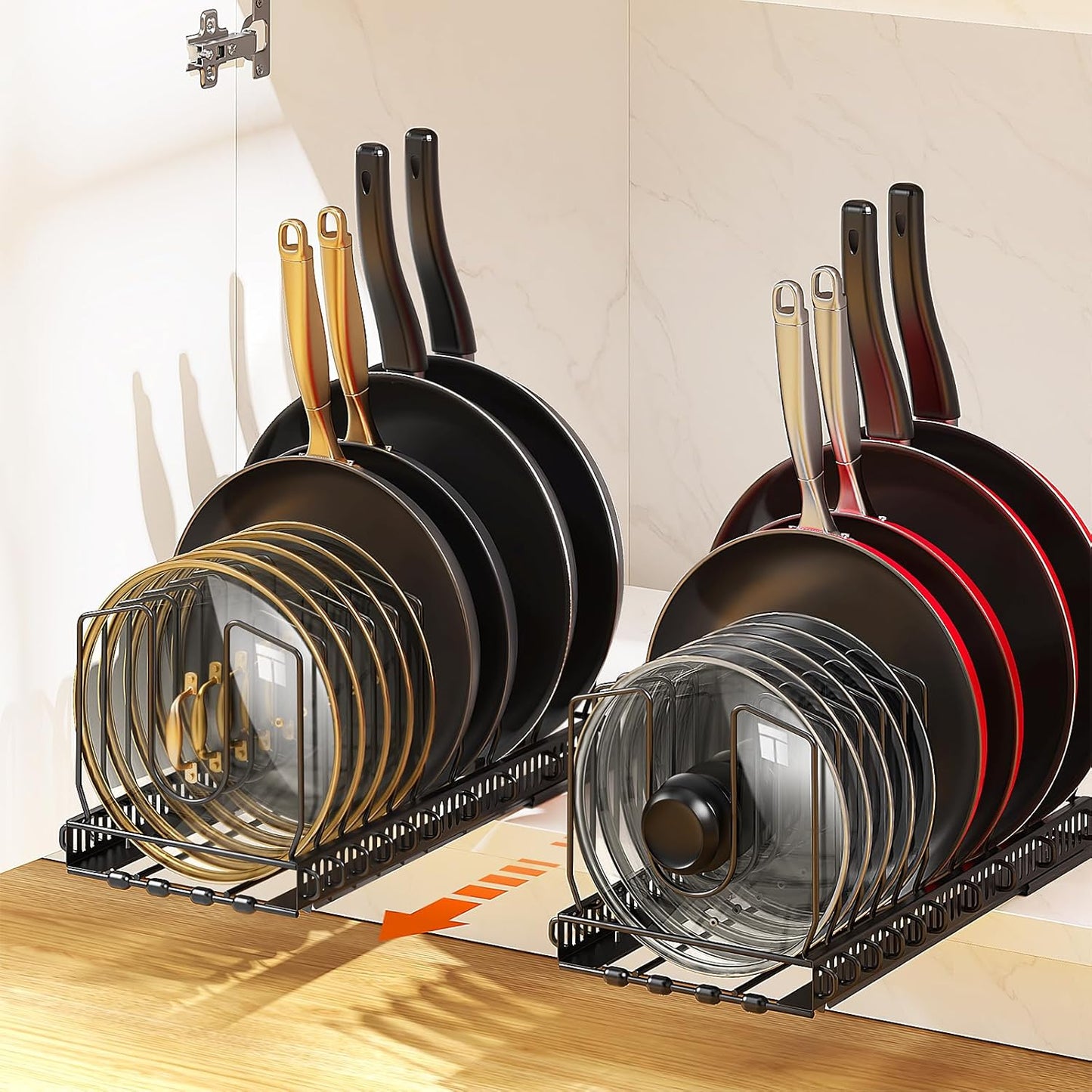 Pull Out Pot and Pan Organizer for Under Cabinet Storage