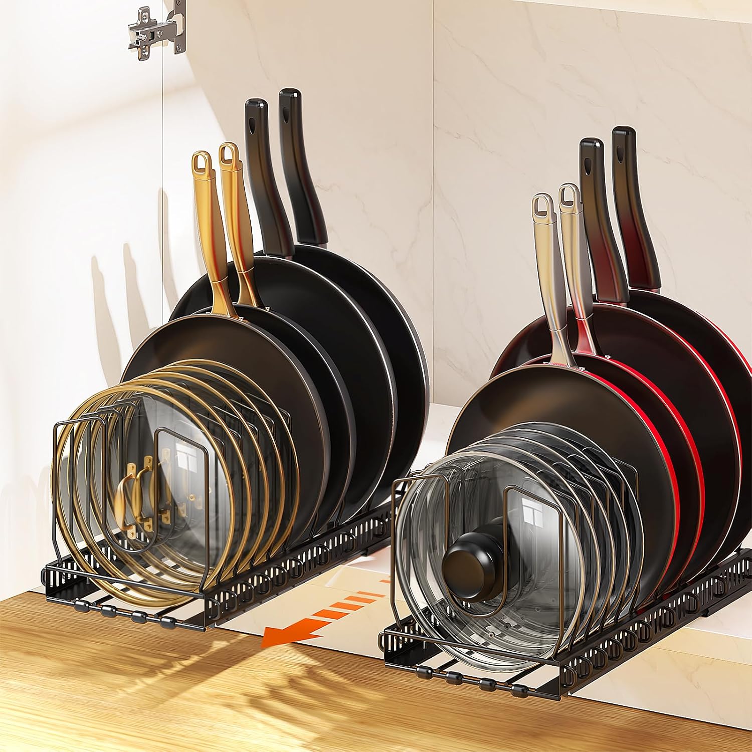 Pull Out Pot and Pan Organizer for Under Cabinet Storage
