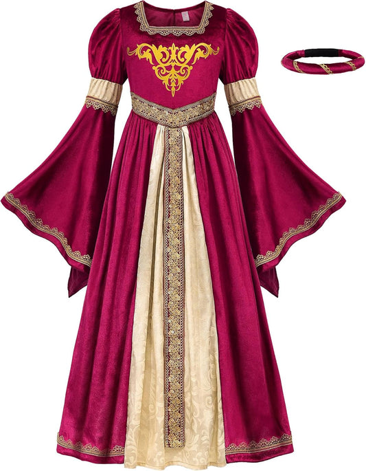ReliBeauty Medieval Princess Costume for Girls - Enchanting Design