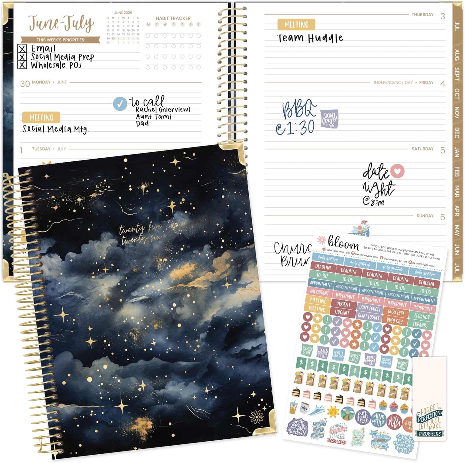 2025-2026 HARDCOVER Planner for Academic Year - Midnight Sky