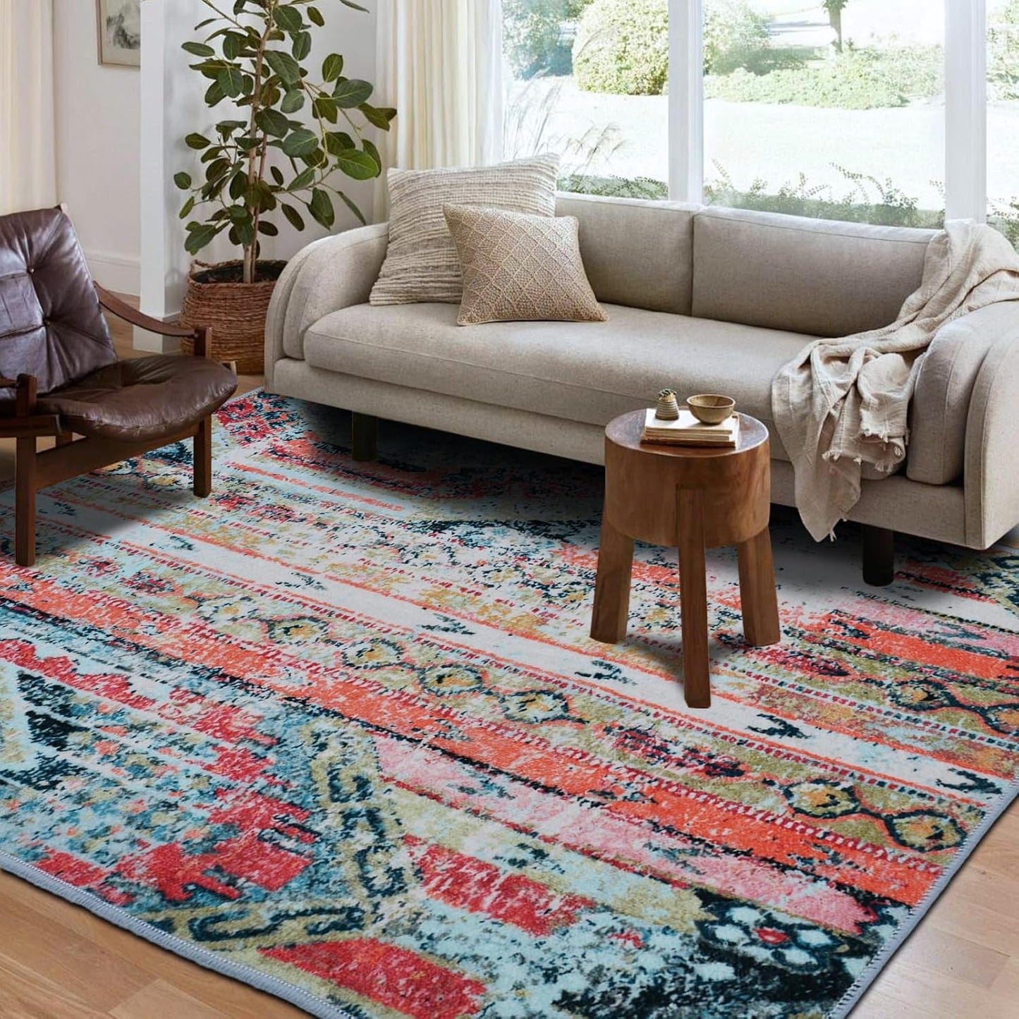 Non-Slip Washable 8x10 Area Rug - Anti-Shedding Accent Rug - Mueinxiei