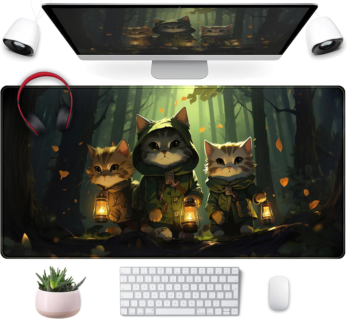 Cute Forest Cats XXL Gaming Mousepad - 31.5x15.75 in