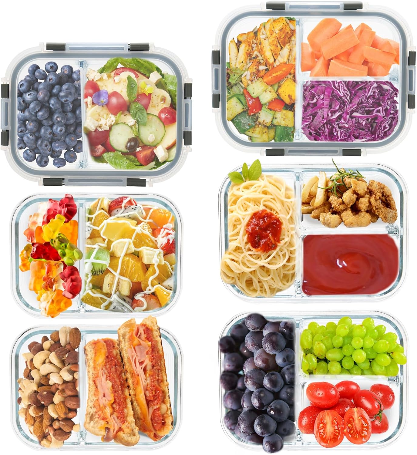 2 & 3 Compartment Meal Prep Containers for Easy Food Storage