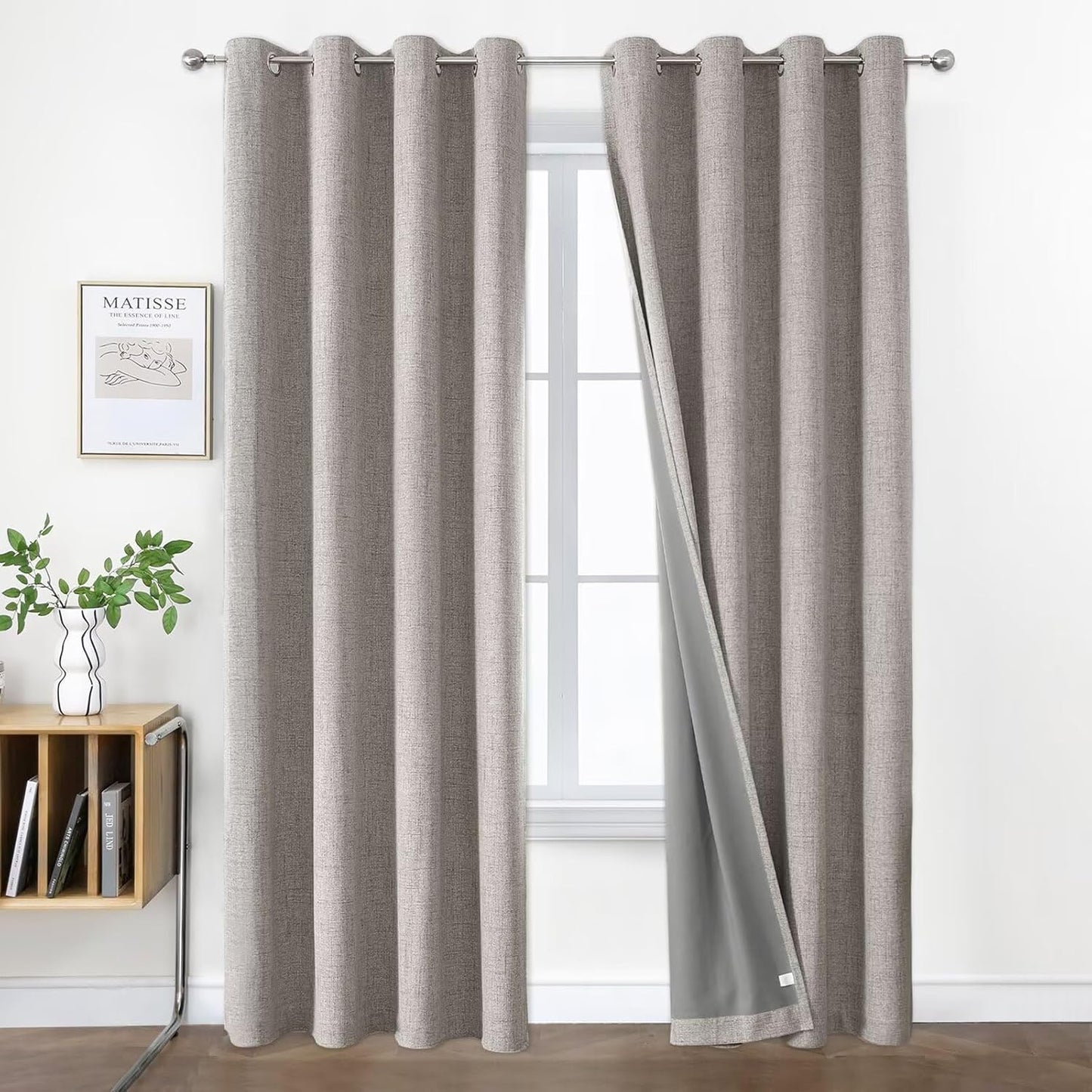 Joydeco Greyish White Blackout Curtains for Bedroom 120 in Long