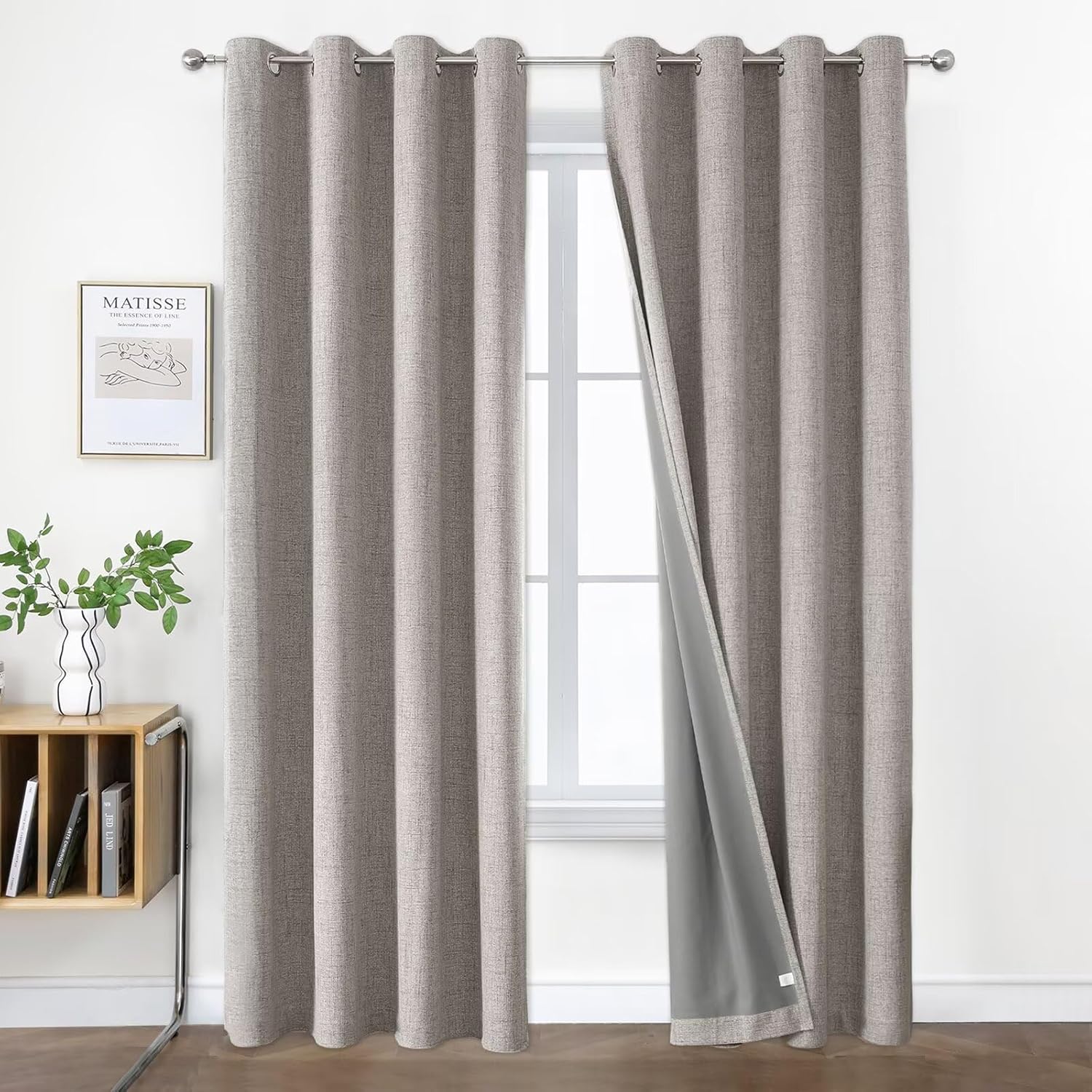 Joydeco Greyish White Blackout Curtains for Bedroom 120 in Long