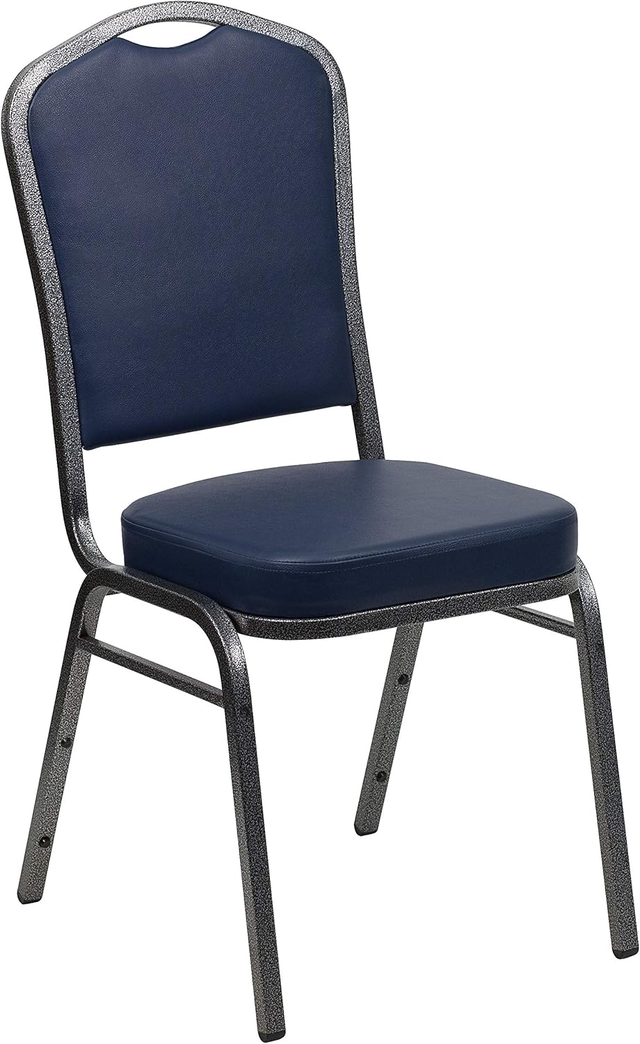 HERCULES Series Crown Back Stacking Banquet Chair in Navy Vinyl