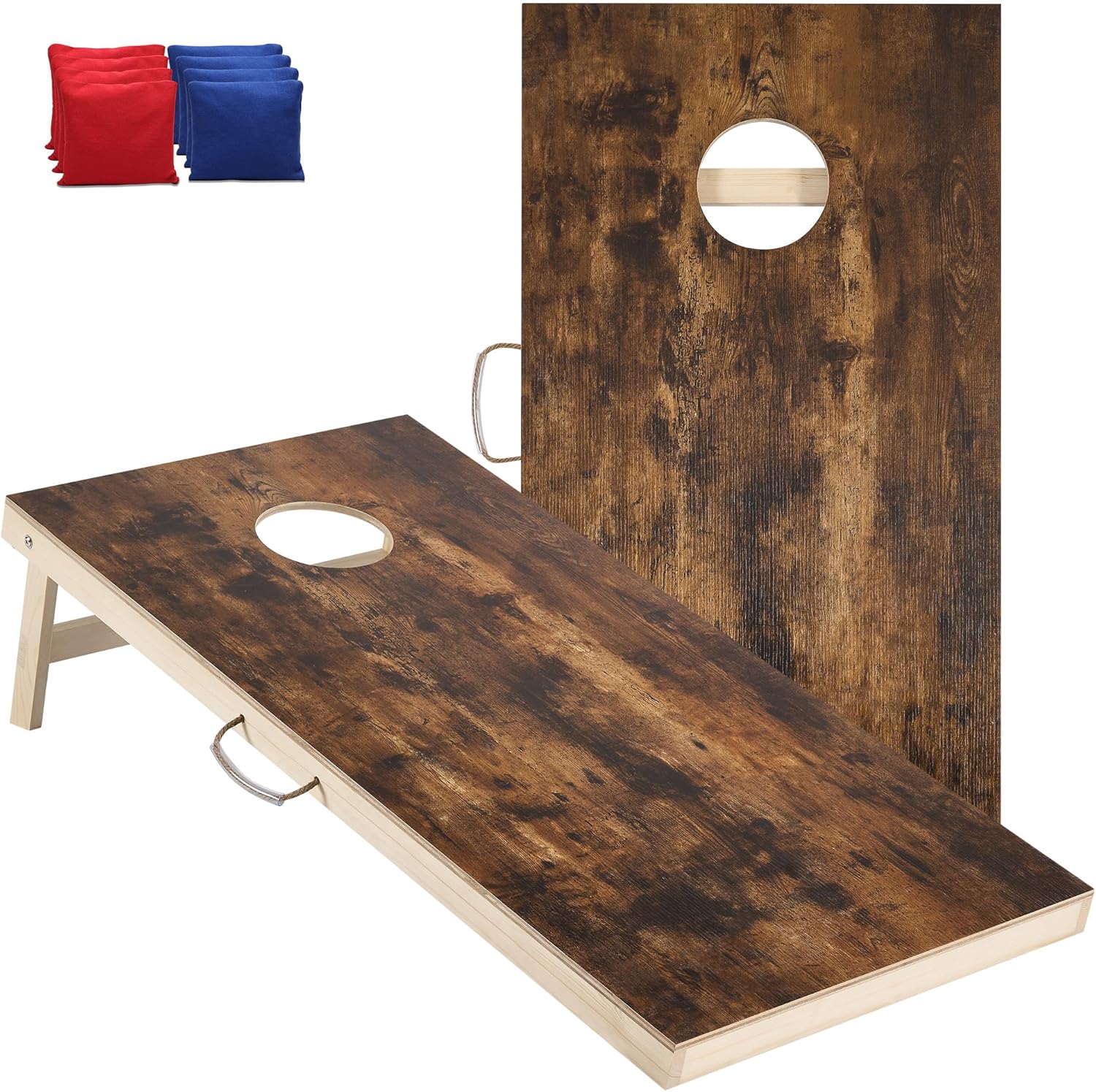 Cornhole Set 4ftx2ft Solid Wood Boards with Bags for Outdoor Fun
