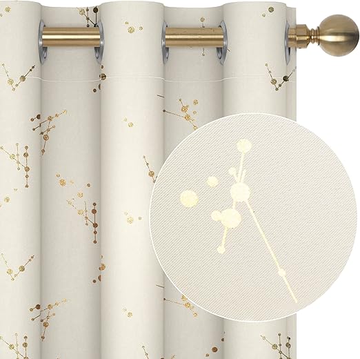 Deconovo Blackout Curtains in Beige with Constellation Pattern