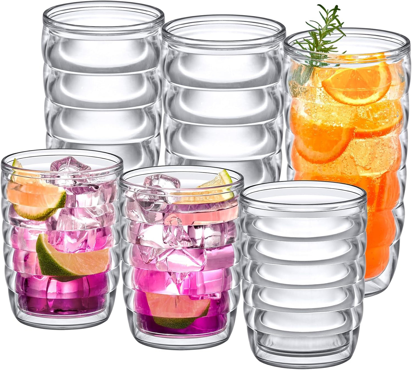 16-Ounce and 24-Ounce Insulated Plastic Tumblers Set of 6