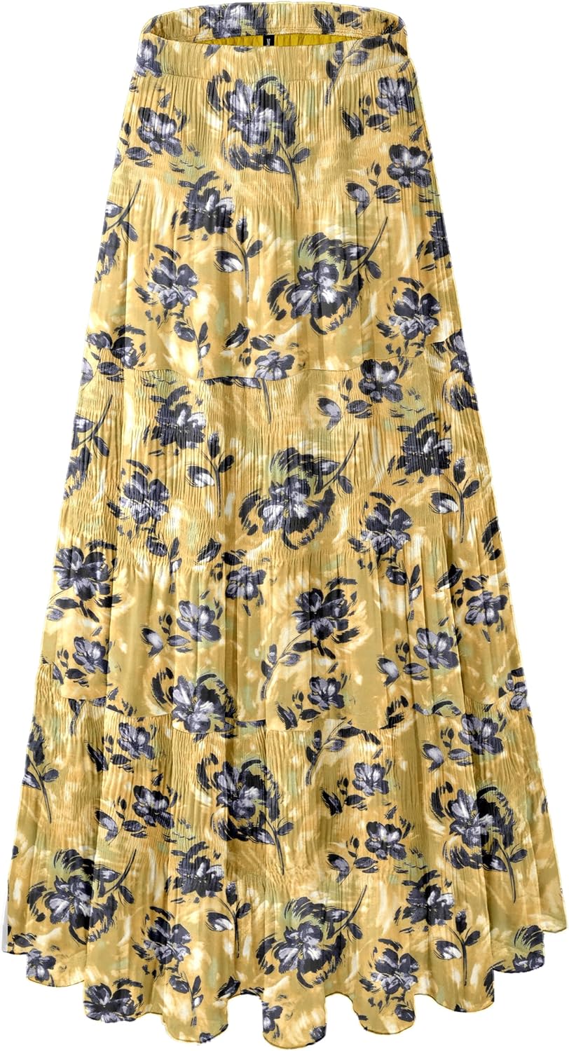 Women's Chiffon White Flowy Maxi Skirts for Boho Fall Style