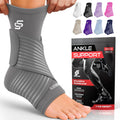 Ankle Compression Sleeve with Removable Strap - Gray Pair (M