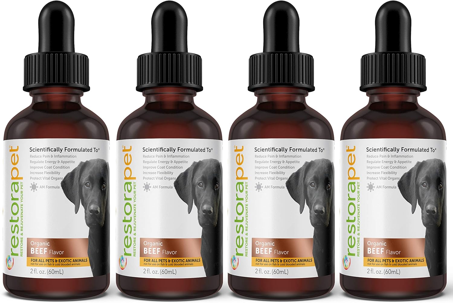 RestoraPet 4-Pack Dog & Cat Beef Liquid Multivitamin for Pets