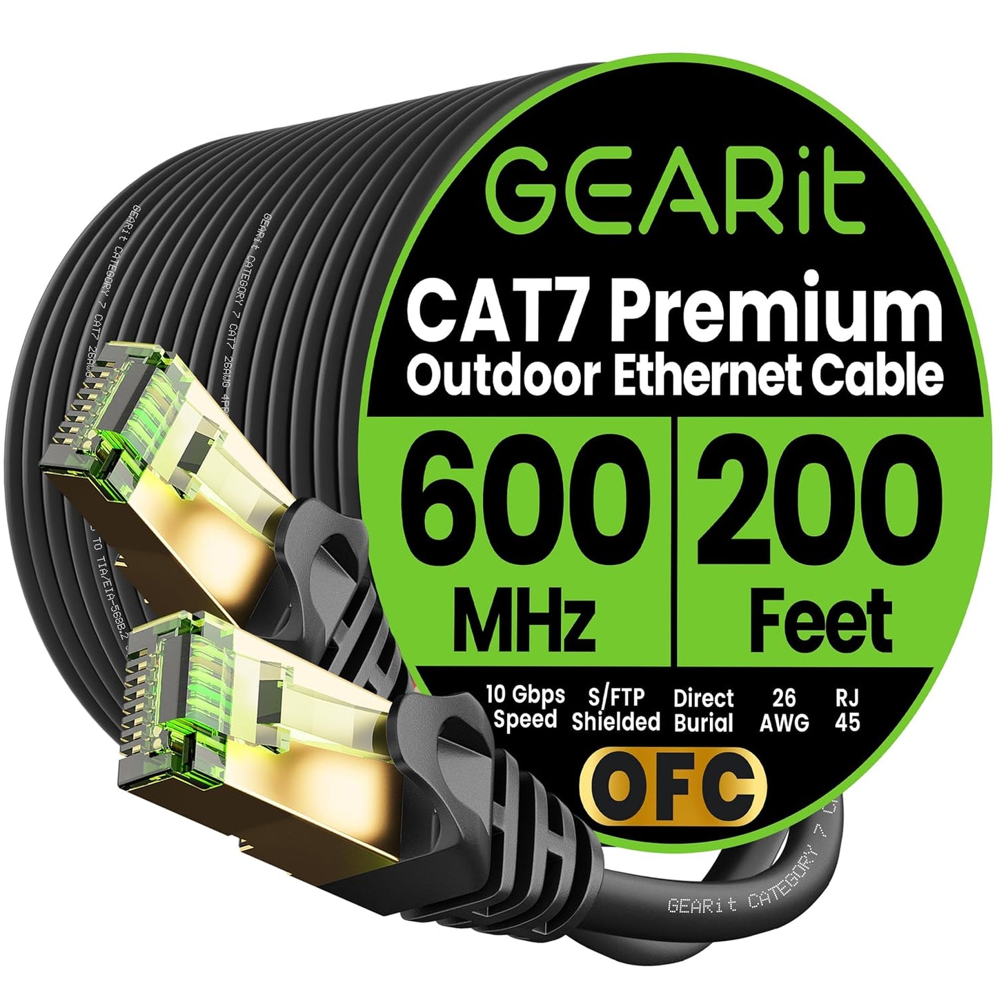 GEARit Cat7 Outdoor Ethernet Cable for High-Speed Internet Use