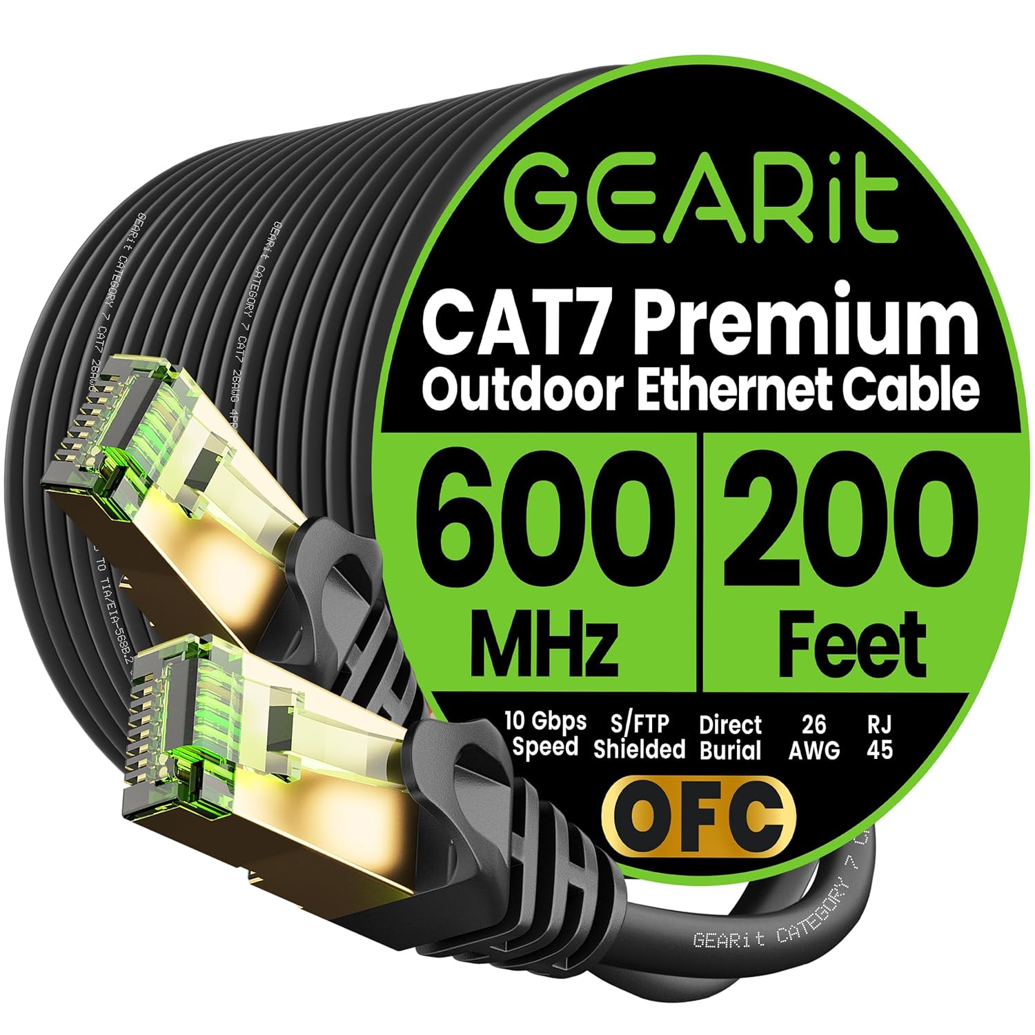 GEARit Cat7 Outdoor Ethernet Cable for High-Speed Internet Use