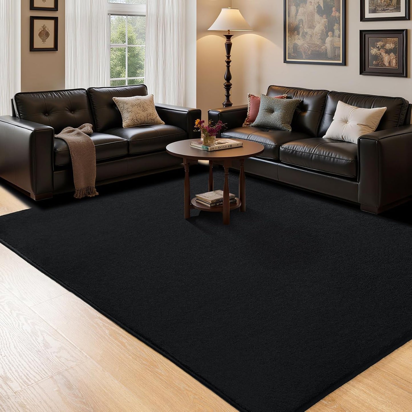 HOMORE Black Rugs for Living Room 5x7 Feet Soft Shag Rug