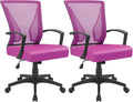 Ergonomic Pink Office Chair (2-Pack) - Mesh Mid Back with Lumbar