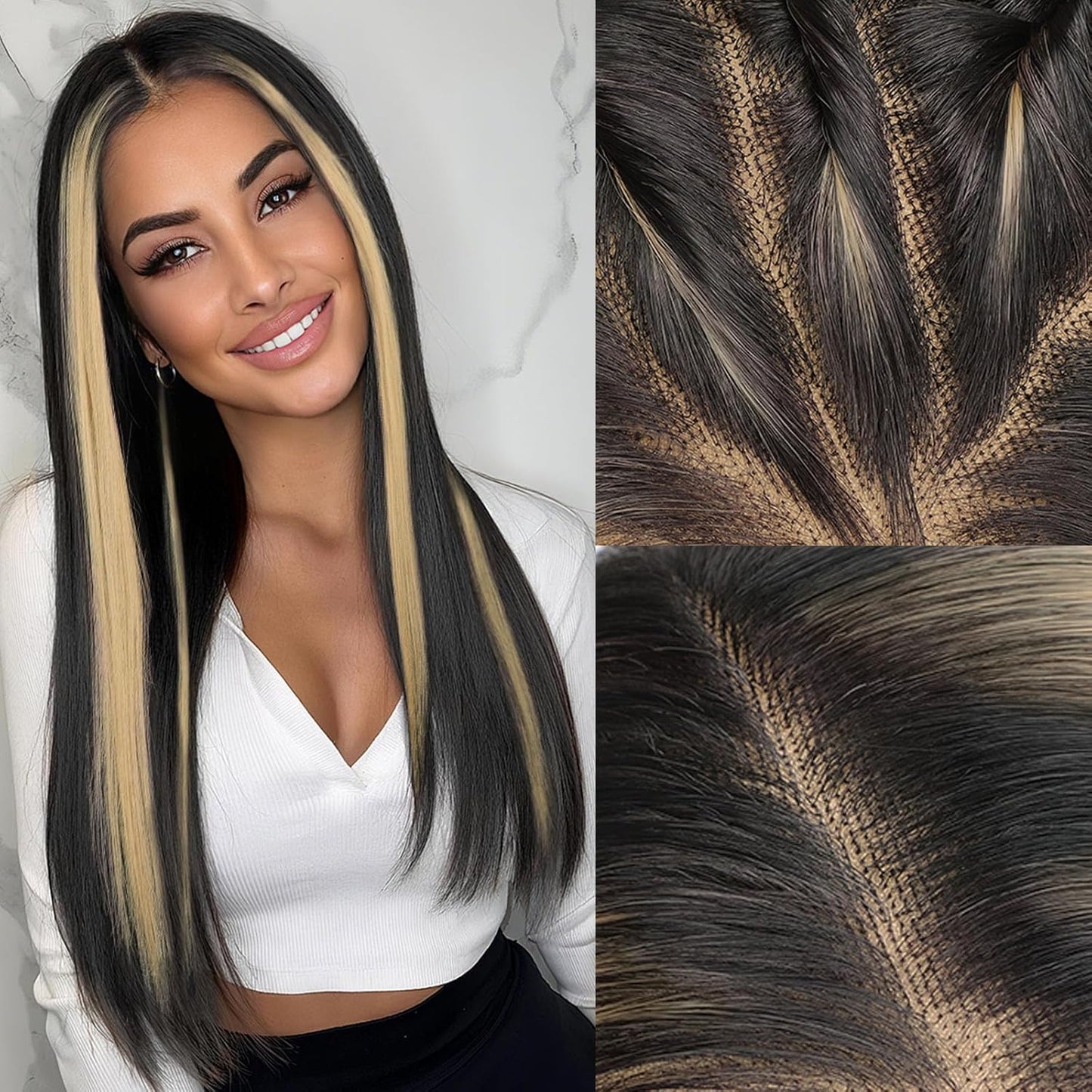 AISI HAIR 13x4 HD Lace Front Wig with Black Highlights for Women