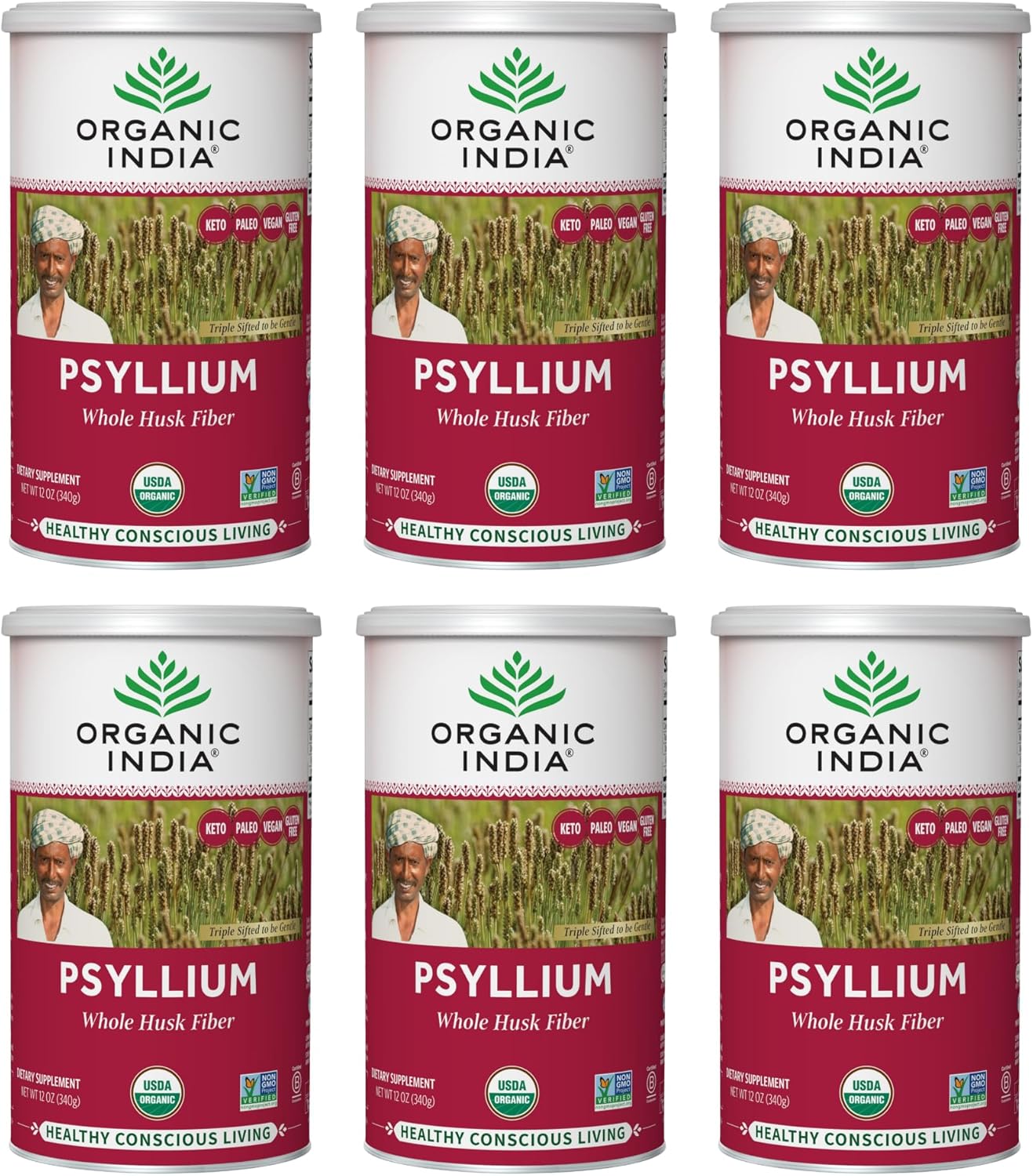 Organic India Whole Psyllium Husk Powder for Digestive Health