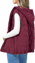 Women's Hooded Sleeveless Vest - Quilted Cotton-Padded Layer
