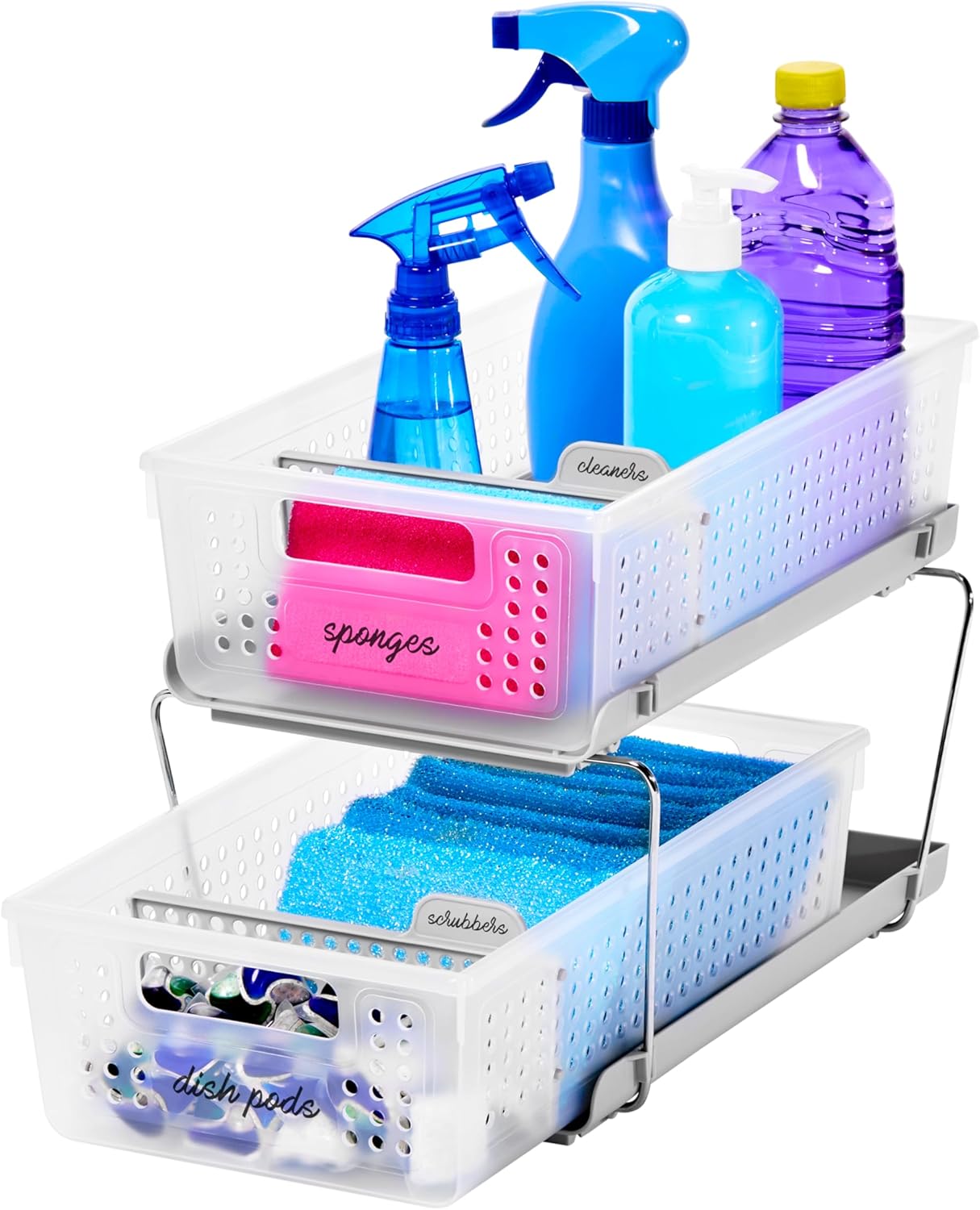 madesmart 2-Tier Organizer with Slide-Out Baskets for Storage