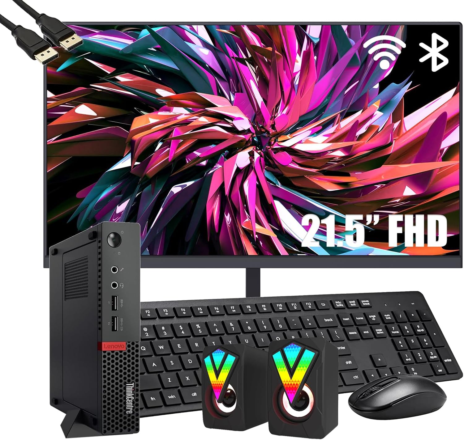 Lenovo ThinkCentre M910Q Tiny Desktop with 21.5 FHD Monitor
