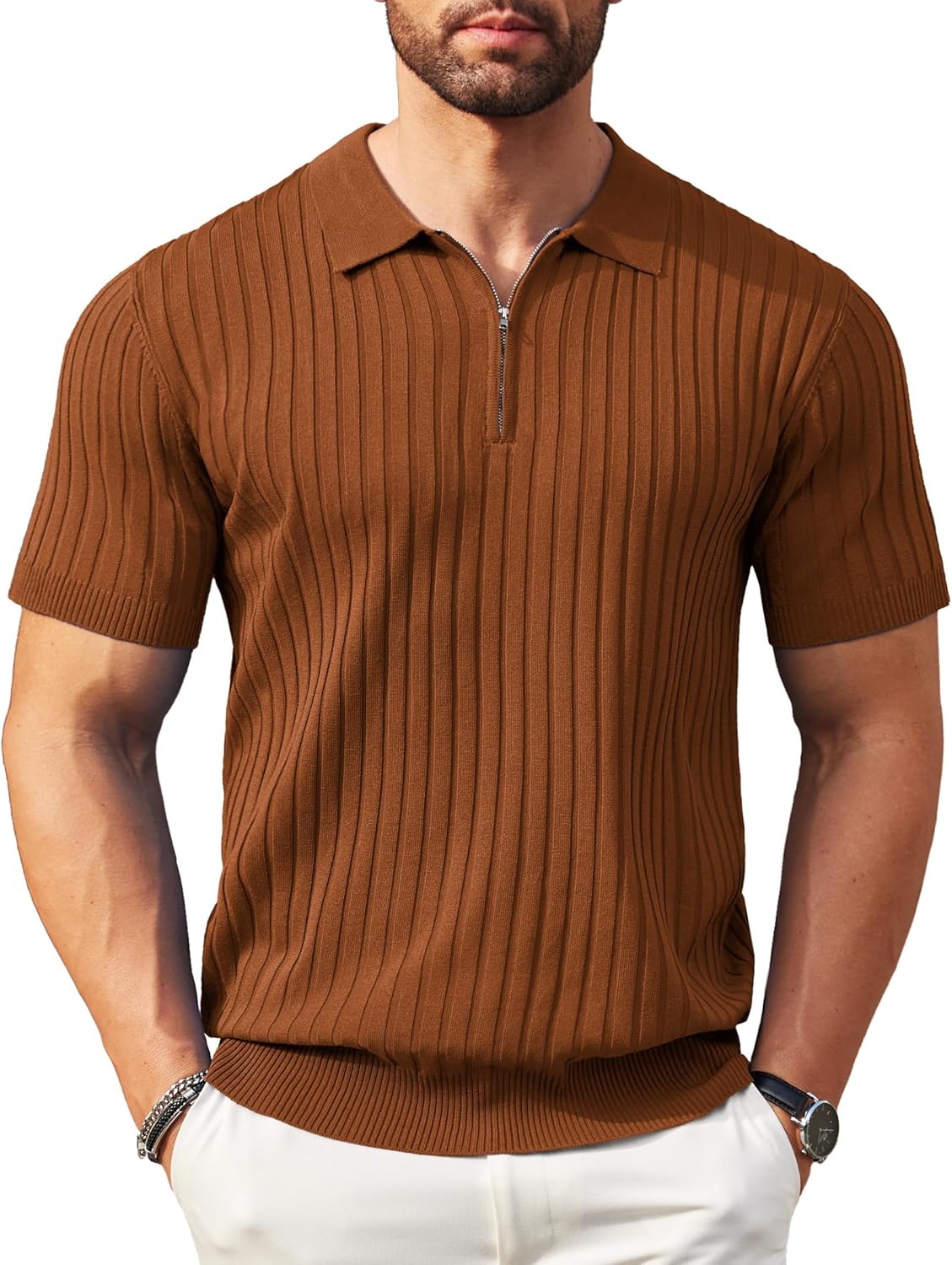 Stylish Zipper Polo Shirt for Men - Casual Golf Fashion Wear