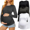 3 Pack of Long Sleeve Pregnancy Shirts for Expecting Moms