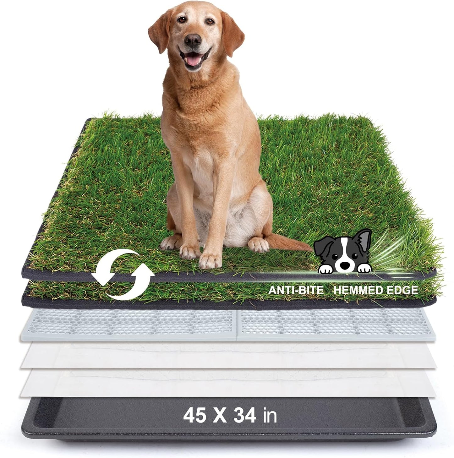 HQ4us Dog Grass Pad with Tray for Large Dogs, Less Stink