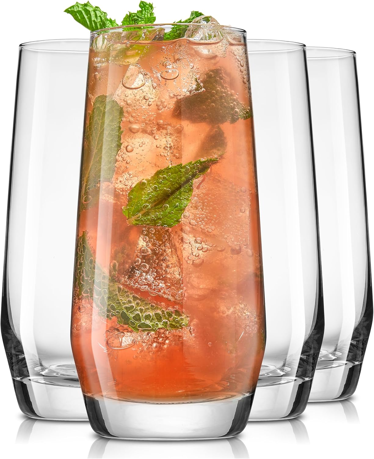 JoyJolt Gwen 18.5 oz Highball Glasses - Lead-Free Crystal Glass Set