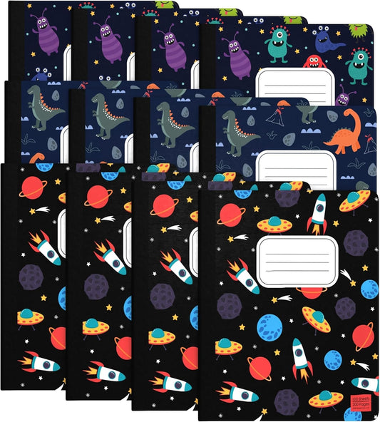 Cute Wide Ruled Notebooks for Kids! 100 Sheets, 9.75x7.5, 12 Pack