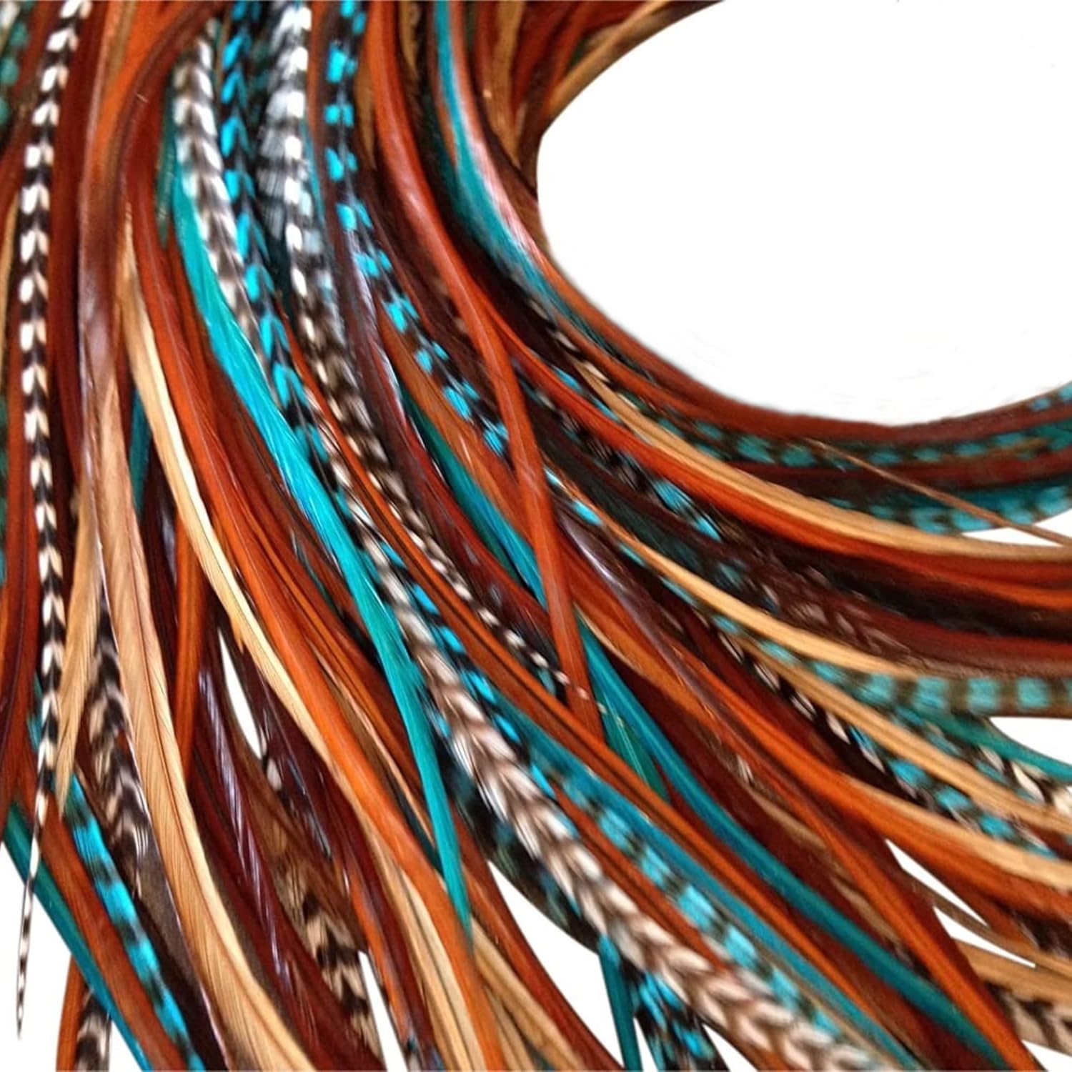 Hair Feathers Extensions Kit with DIY Microlink Beads and Tool