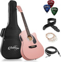 Ashthorpe Pink Full-Size Acoustic-Electric Guitar - Premium Tonewoods