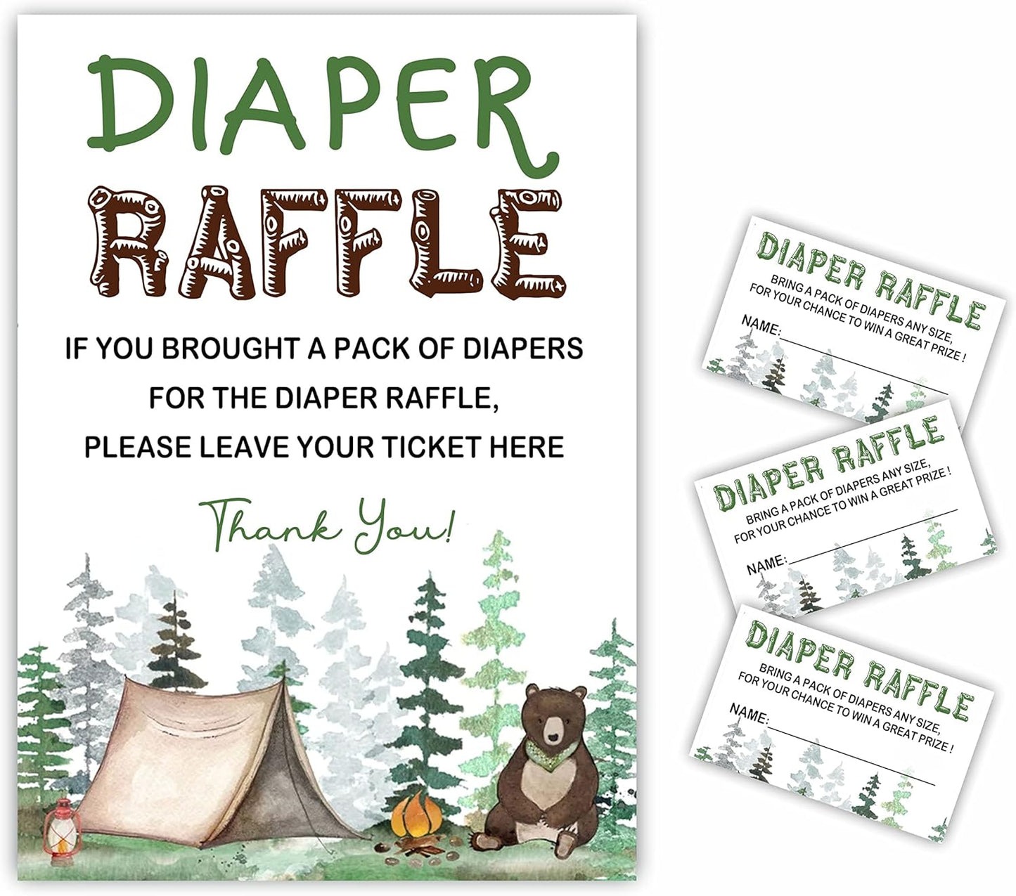 Forest Bear Diaper Raffle Game Set - Gender Reveal Essential!