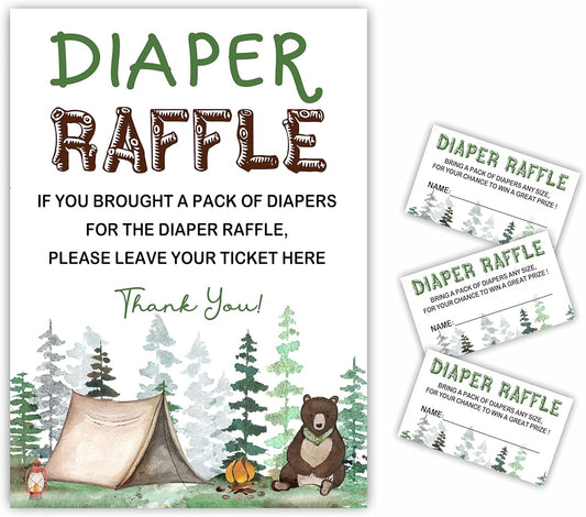 Forest Bear Diaper Raffle Game Set - Gender Reveal Essential!
