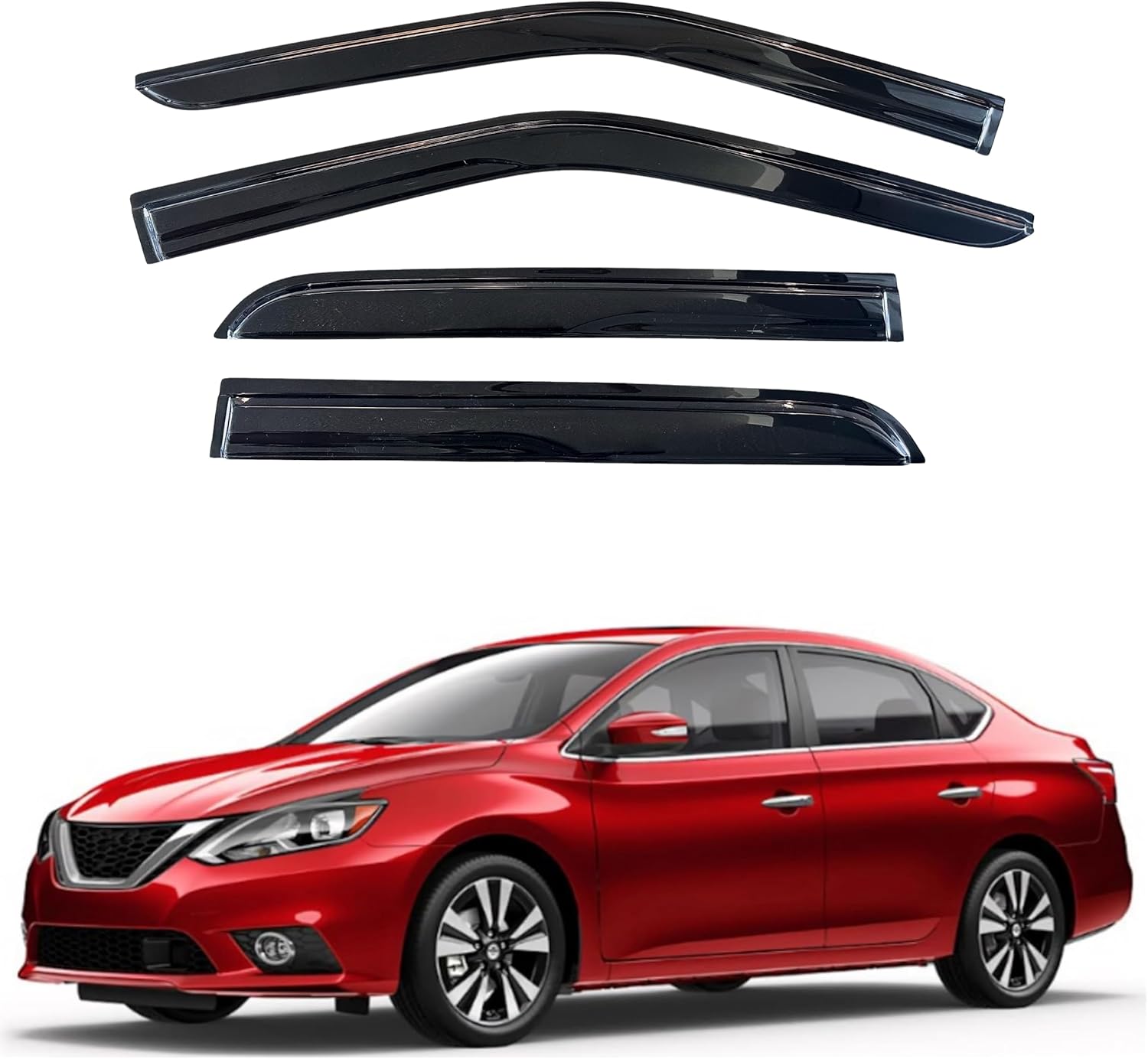 KPY Window Visor for Nissan Sentra 2013-2019 - Rain Guard Set
