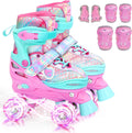 Sportneer Kids Roller Skates - Adjustable Quad Skates with Light
