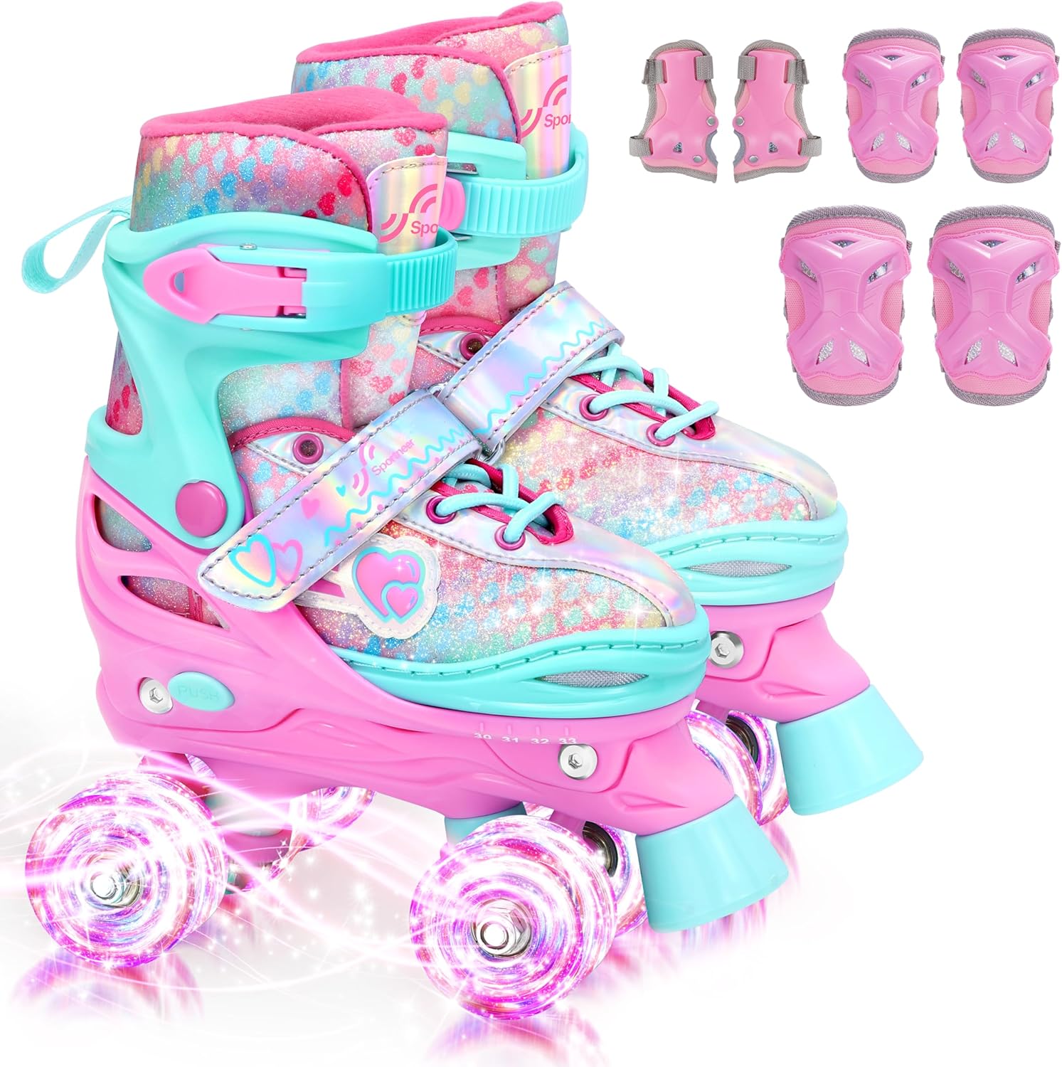 Sportneer Kids Roller Skates with Adjustable Sizes and Lights