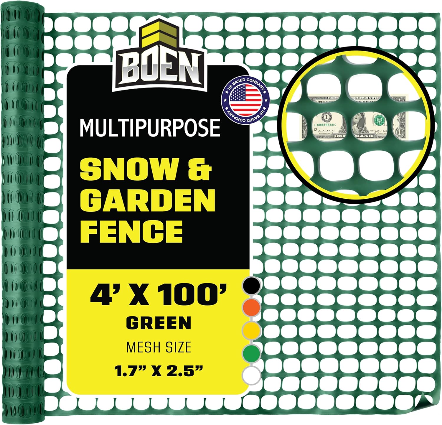 BOEN 4ft x 100ft Green Temporary Fencing for Safety and Versatility