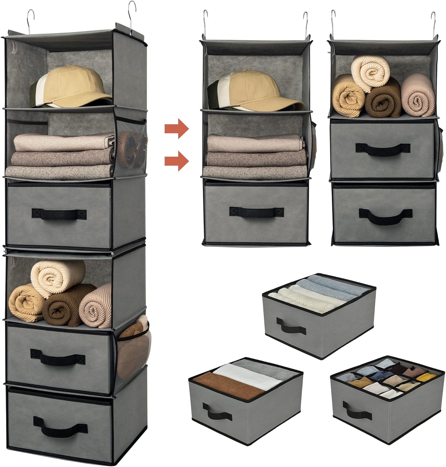 6-Shelf Hanging Closet Organizer for Efficient Storage Solutions