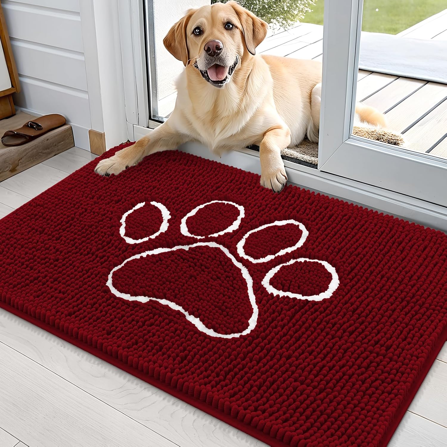 OLANLY Ultra Absorbent Chenille Dog Mat for Muddy Paws 36x24