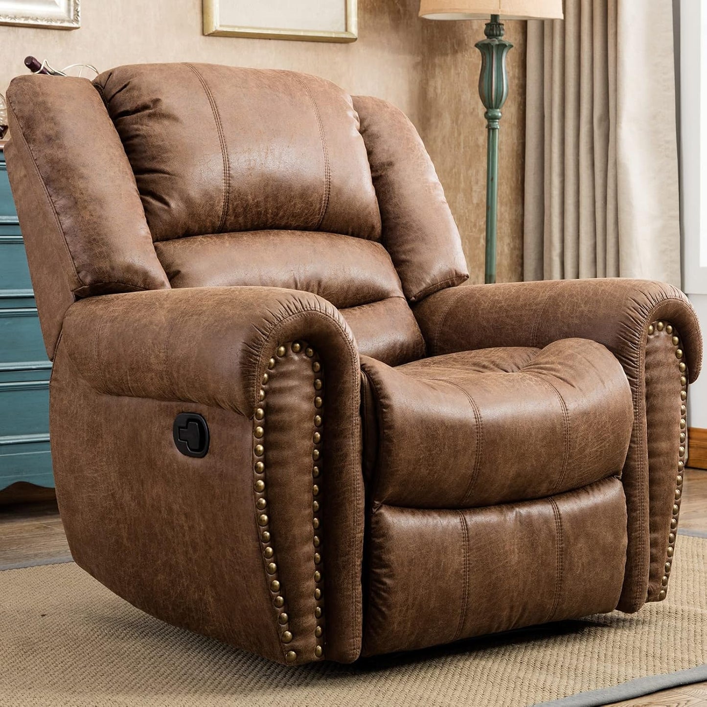 CANMOV Nut Brown Leather Recliner - Classic Comfort