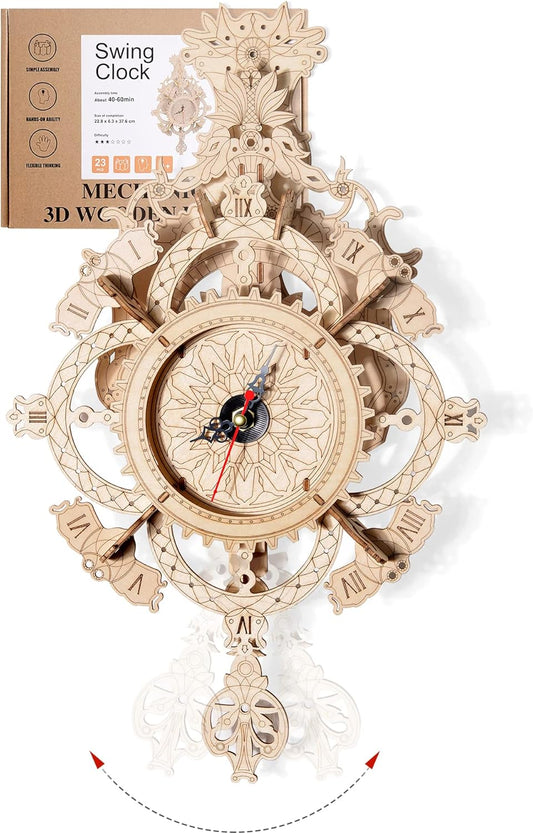 3D Wooden Puzzle Clock Kit for DIY Mechanical Wall Clock