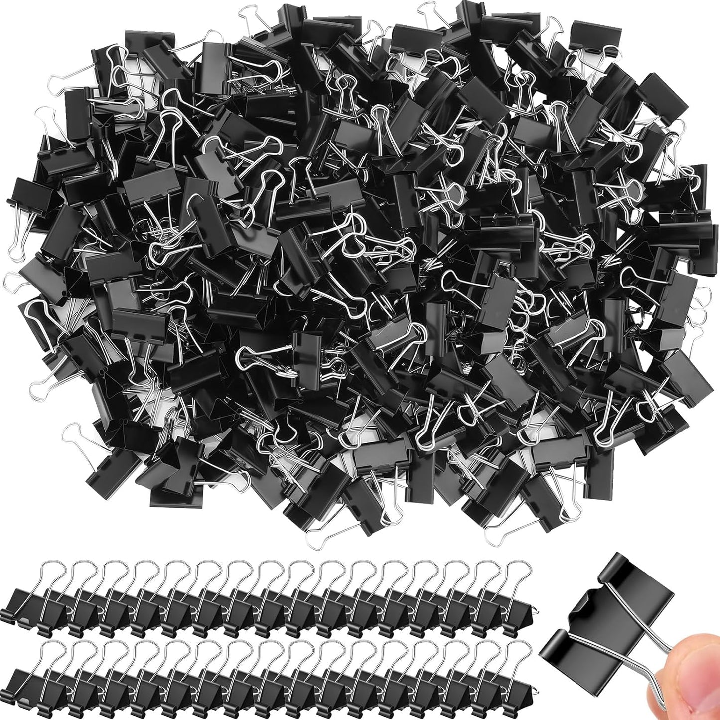Jetec 500 Pieces 1.25 Inch Black Binder Clips for Office Use