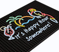 Tiki Bar Happy Hour Sign Rubber Bar Mat for Bartending Fun