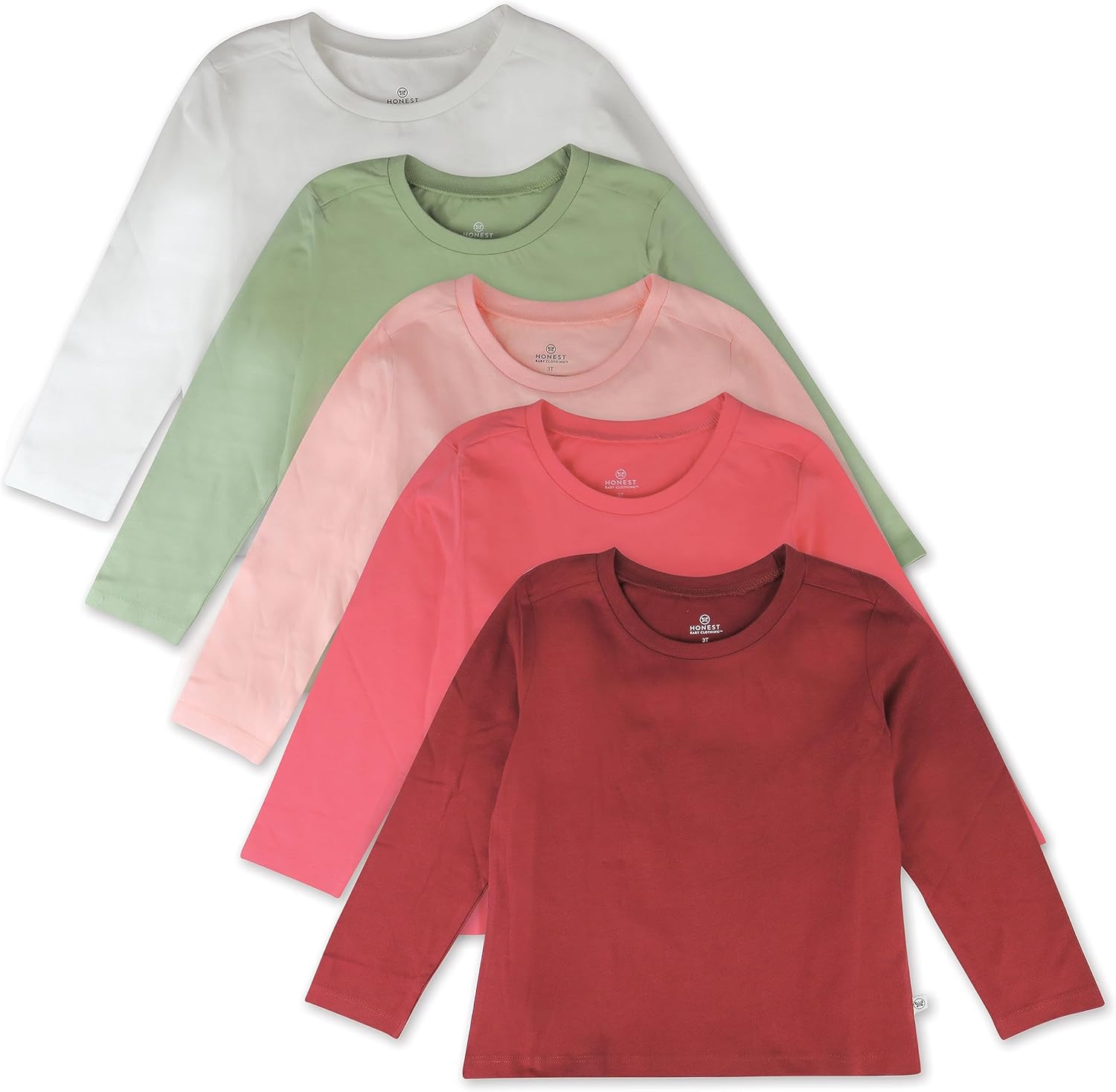 5-Pack Long Sleeve Organic Cotton T Shirts for Toddlers and Kids